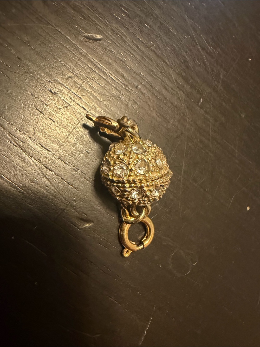 Gold Crystal Pave Spherical Necklace Clasp Charm